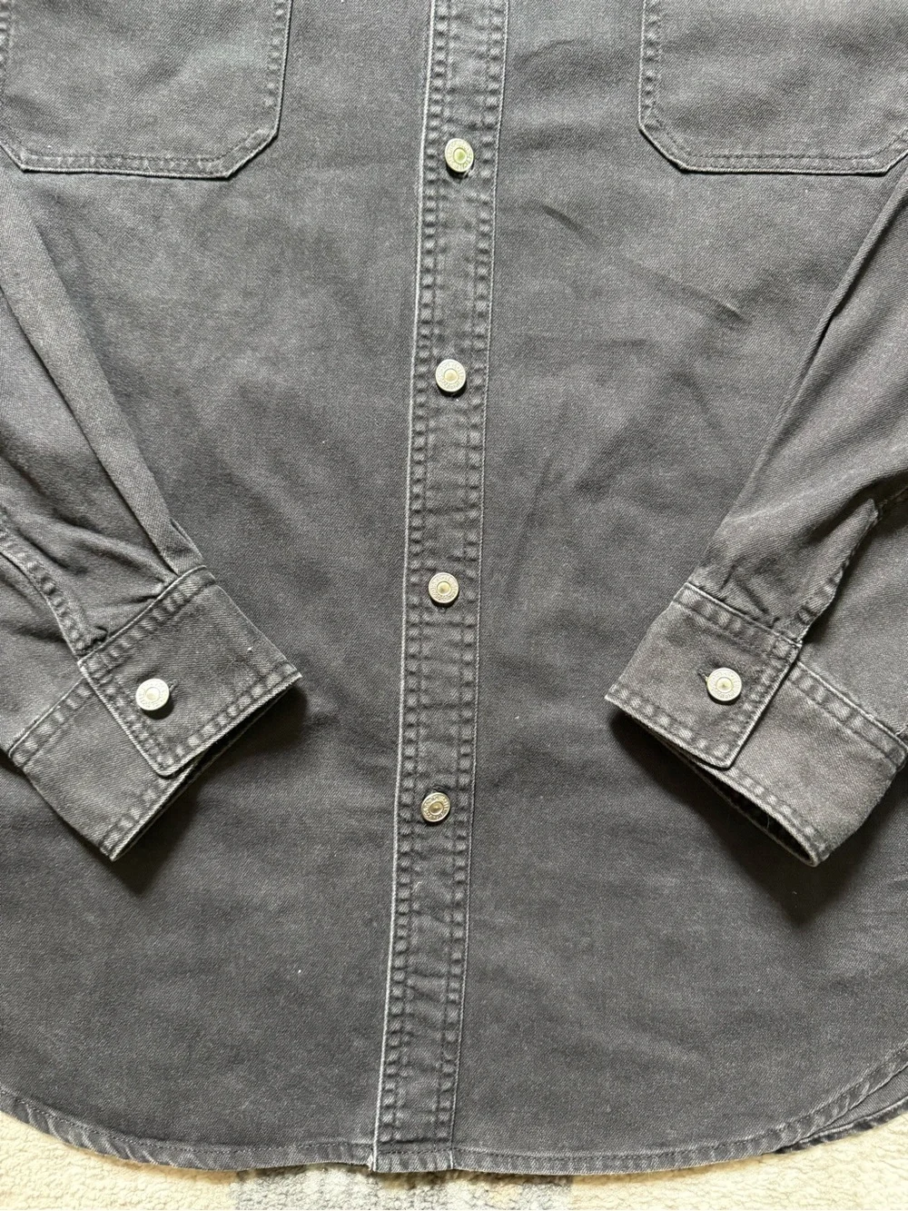Levi's Black Long-Sleeve Button-Down Work Shirt with Embroidered Patches